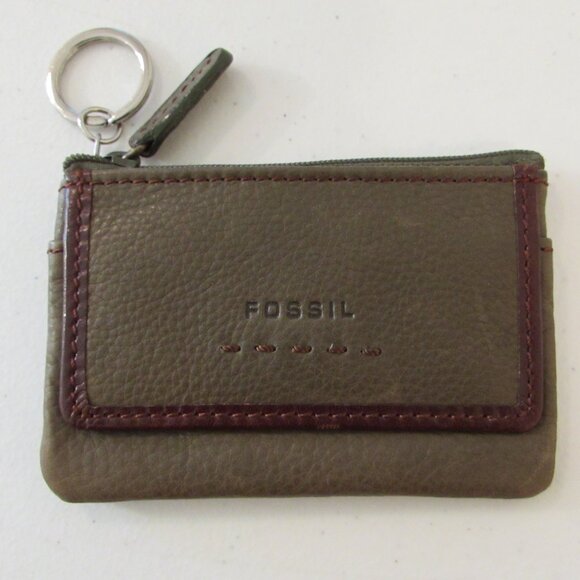 FOSSIL Genuine Leather Popstitch ID Case Keychain Card Wallet - Picture 1 of 11